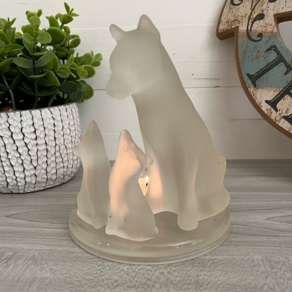 Partylite Wolf Family Frosted Tea Light Votive Holder - Picture 2 of 16